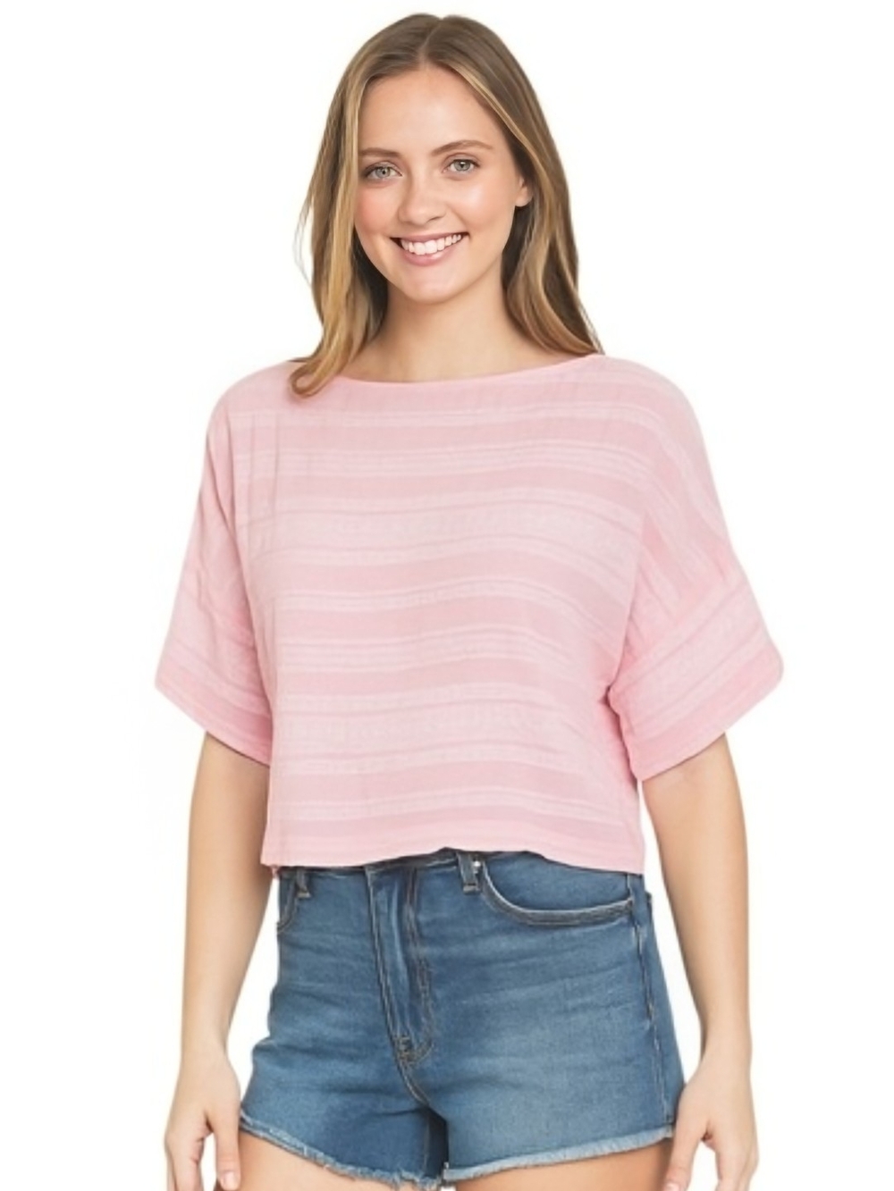 Wilfred Pink Boxy Embroidered Crop Top